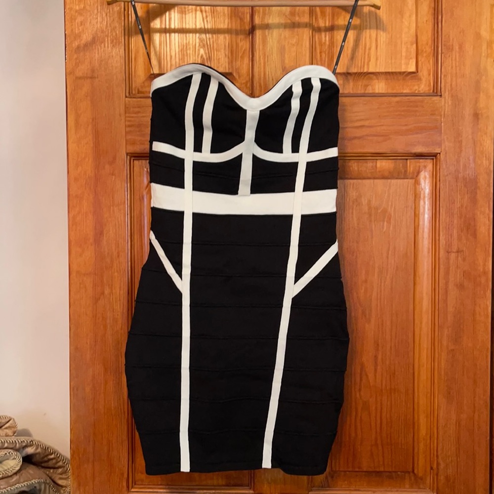 Forever21 Black and White Bandage Mini Dress